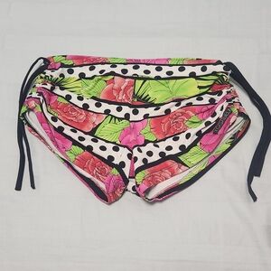 Floral and Polka Dot Side Tie Yoga Shorts